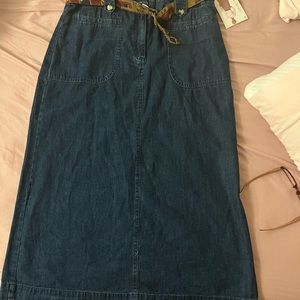 NWT Dark Blue Denim Midi Skirt - Classic Women's Denim